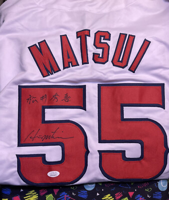 Hideki Matsui Godzilla Signed Kanji Jersey JSA English Japanese Angels Autograph-image