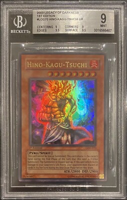 2003 BGS 9 YUGIOH LEGACY OF DARKNESS 1ST ED ULTRA RARE HINO KAGU TSUCHI 💫-image