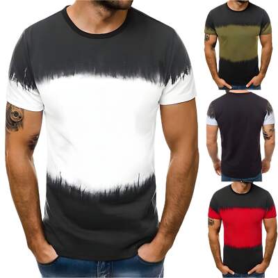 Men's Cotton Blend Dyed T-Shirt - Stylish European and American Design, Perfect-image