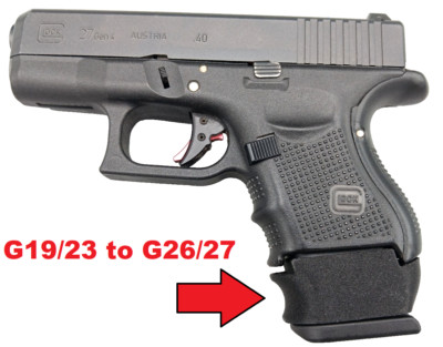 Magazine Sleeve Spacer Glock G19/23 Magazine to Glock G26/27 - Black 💥-image