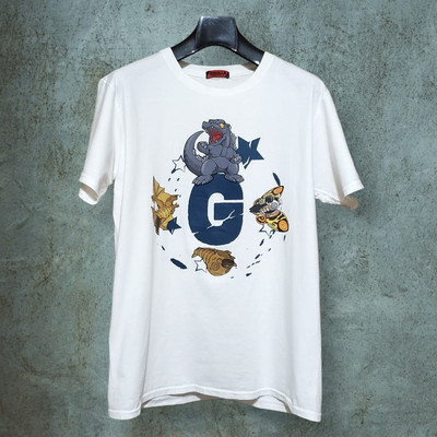 T-shirt Toho Godzilla Rodan Mothra Moshu Moshu Vintage 100% Cotton White Size L-image