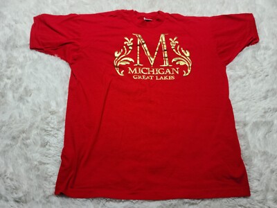 Michigan Great Lakes State Single-Stitch Puffy Letters Gold XXL T-Shirt VTG USA -image