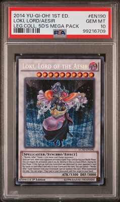 Yugioh Loki Lord of the Aesir LC5D-EN189 1st Edition Secret Rare PSA 10 GEM MINT-image