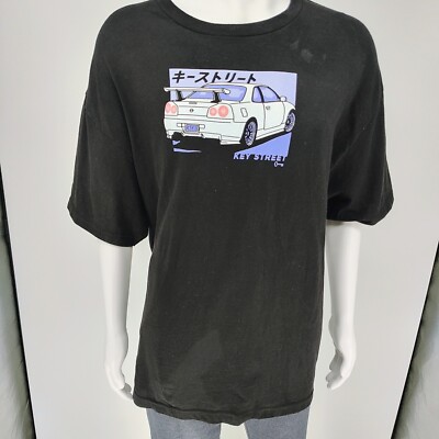 Key Street Nissan Skyline GT-R Black Graphic T-Shirt (2XL) *Flaw*-image