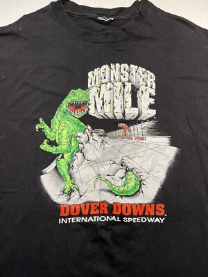 Vintage 90s Dover Downs Monster Mile Single Stitch T Shirt Godzilla Race Track-image