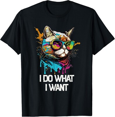 I Do What I Want Cat With Sunglasses T-Shirt-image