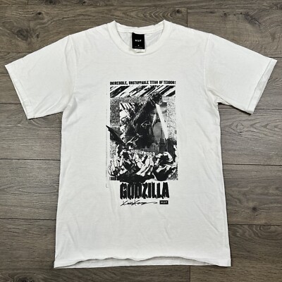 Vintage Y2K HUF Godzilla Shirt Adult Small White World Tour Skateboarding-image