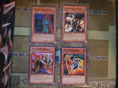 YUGIOH ARMED SAMURAI BEN KEI + MATAZA THE ZAPPER + TWIN-SWORD + HAYABUSA KNIGHT -image