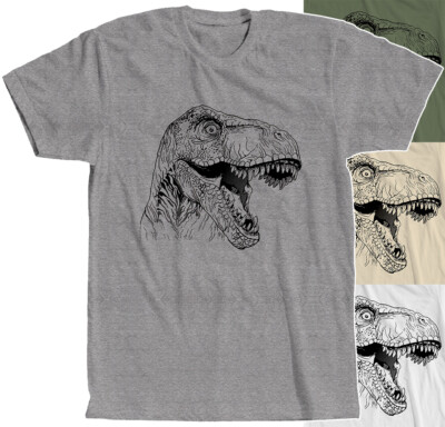 T-Rex Dinosaur Big Face T-Shirt Animals SciFi Retro USA Park TV Cult Predator-image