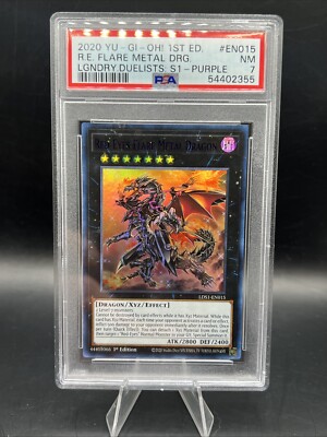 2020 PSA 7 Yu-Gi-Oh! LDS1 Red Eyes Purple Ultra Rare Flare Metal Dragon-image