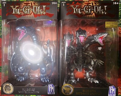 2 Limited Edition Yugioh Blue Eyes Ultimate Dragon Figure And Exclusive Card-image