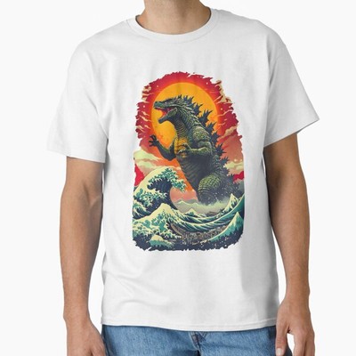 Godzilla vs. The Great Wave � Epic Kaiju Art  T-Shirt Made in US/AUS Size S-2XL-image