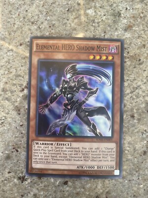 Yu-Gi-Oh! SUPER RARE HOLO CARD ELEMENTAL HERO SHADOW MIST SDHS-EN001 Unlimited-image
