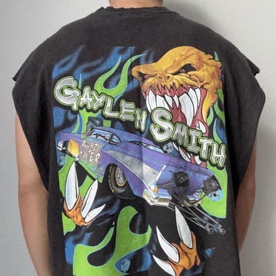 Vintage Godzilla Motorsports 2000s Graphics Black Sleeveless Shirt-image