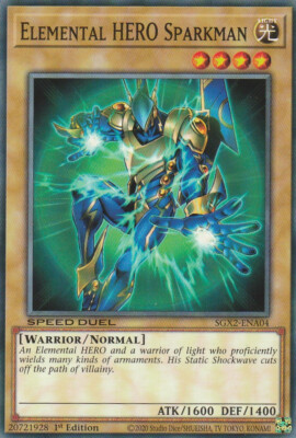 YUGIOH CARD ELEMENTAL HERO SPARKMAN SGX2-ENA04 1ST EDITION-image