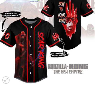 Godzilla Kong The New Empire Scar King Born baseball jersey, 3d gift,2025 hot-image