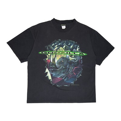 1998 Vintage Godzilla Pop Out Black T Shirt (XL)-image