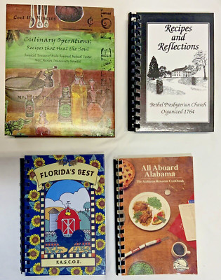 VTG Lot of 4 Fundraiser Community Spiral Bound Cookbooks-State-Church-Hospital-image