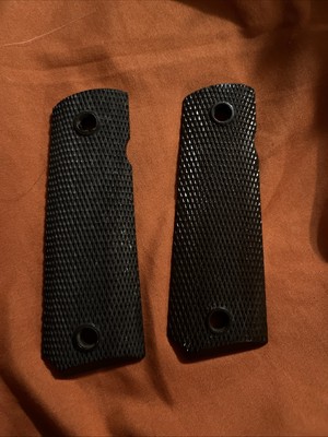 Keyes WWII 1911 Grips Brn Checkered WW2 Star Remington Rand Ithaca US&S Colt Exc-image