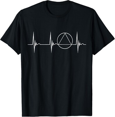 Sobriety Heartbeat Sober EKG Pule 12 Step Recover Abstinence T-Shirt-image