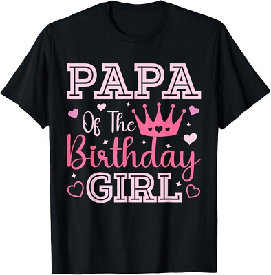 Papa of the Birthday Girl Cute Pink Matching Family Party T-Shirt-image