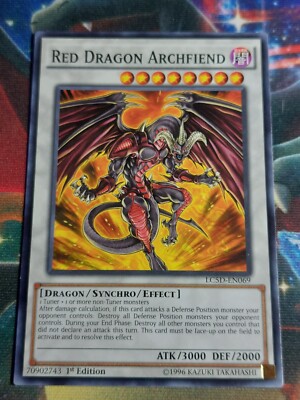 1st ed Red Dragon Archfiend LC5D-EN069 Common Yugioh Card Moderate Play-image
