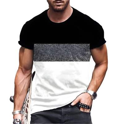 Hip Hop Style Men's Printed Round Neck T-shirt in Various Sizes - Trendy Short S-image