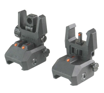 Double Function Foldable Iron Sights Flip-up Front Rear Red Fiber Optics Polymer-image