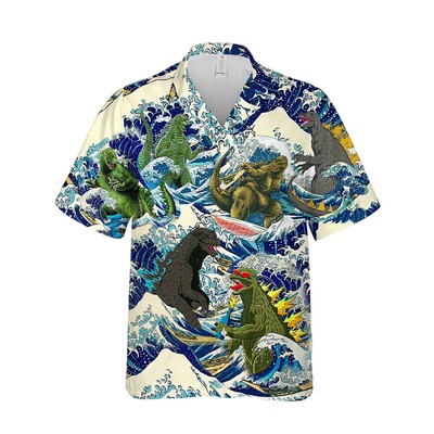 Godzilla Surfing Unisex Hawaiian-image