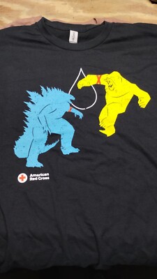 American Red Cross GODZILLA x KING KONG New Empire Movie Promo T-Shirt Large-image