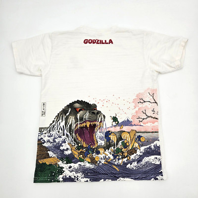 Godzilla Hokusai Ukiyoe T-Shirt Men's Size Medium White  Ukiyoe Fugaku36 Japan-image