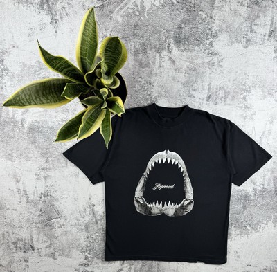 Represent Clo. Shark Jaws SS23 Black Rap Hip Hop Graphic Cotton T Shirt Tee-image