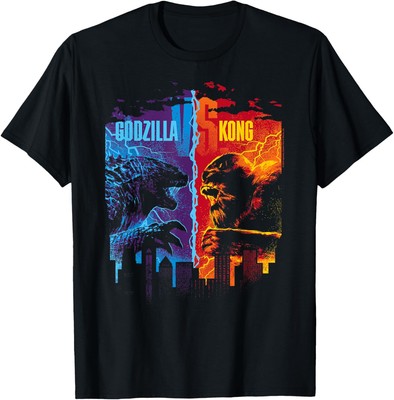 Godzilla x Kong T-Shirt Hoodie, Unisex-Adults, Short Sleeve, Black, Small-image