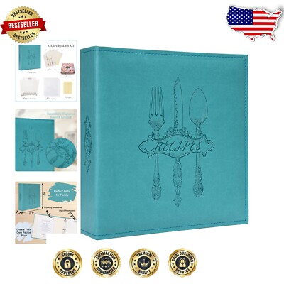 Durable 8.5x11 Recipe Organizer: Elegant Faux Leather Binder with Sleeves-image