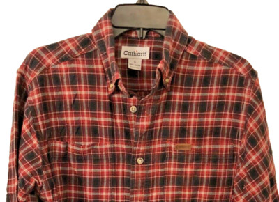 Carhartt Plaid Cotton Flannel Button Down Long Sleeve Shirt Size S-image