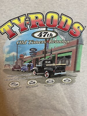 VINTAGE Y2K Tyrods Cars 47th  Annual Old Timers Reunion Gray  T-Shirt Size L-image
