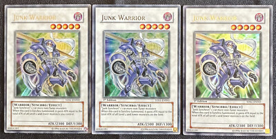YUGIOH 3x Junk Warrior  5D's 5DS1-EN041 Ultra Rare 1st Edition MP-image