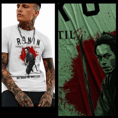 Samurai T-Shirt deadly warrior with sword Bushido Code Japanese katana tee-image