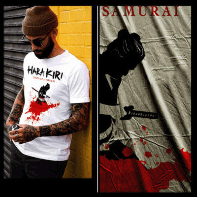 Samurai t-shirt bushido code Japanese warrior Ronin Kanji harakiri White tee -image
