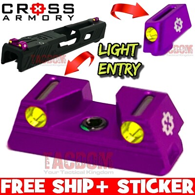 Cross Armory PURPLE STANDARD Height Sights GL0CK 17 19 21 22 23 26 FIBER OPTIC-image