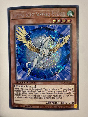 Yugioh CRYSTAL BEAST SAPPHIRE PEGASUS SECRET RARE SGX1-ENF08 SPEED DUEL GX NM-image