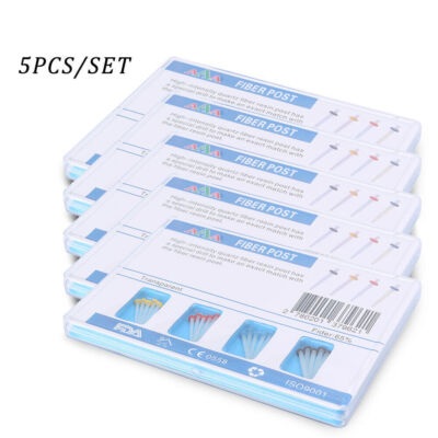 5pcs/Set Dental Screw 4 Drills Fiber 20 Pcs Fiber Post Dentist Kit Polymer Resin-image