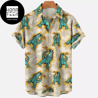 Angry Godzilla Fire Cartoon Pattern 2024 Trending Hawaiian Shirt-image