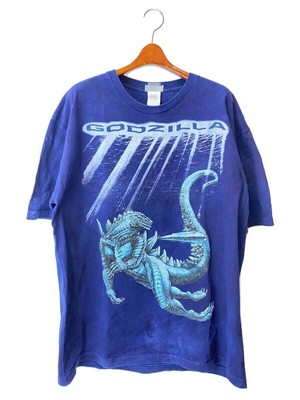 Godzilla/T-Shirt/Xl/Cotton/Blu/Plain-image