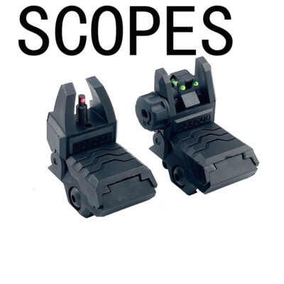 Tactical Polymer Fiber Optics Iron Sights Flip-up Front and Rear Sights Stock US-image