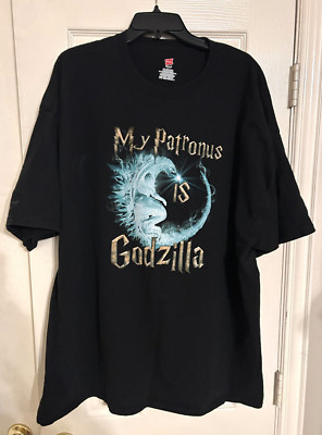 GODZILLA IS MY PETRONUS HARRY POTTER 3X BLACK HANES COTTON T-SHIRT-image