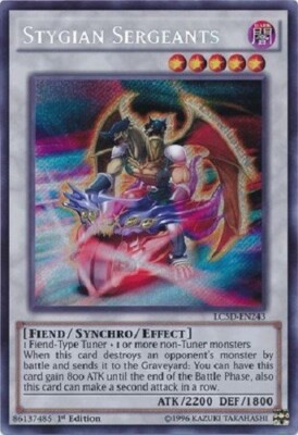 Yugioh - Stygian Sergeants - 1st Edition Secret Rare NM - Free Holographic Card-image