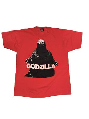 Vintage 90s Godzilla Kaiju T-Shirt Red Large Fruit of the Loom Rare 90s design-image