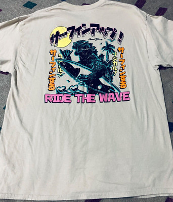 PLEASANT GETAWAY GODZILLA SURF SHIRT XL TEE BEACH OCEAN WATER SKATE KAIJU KONG-image