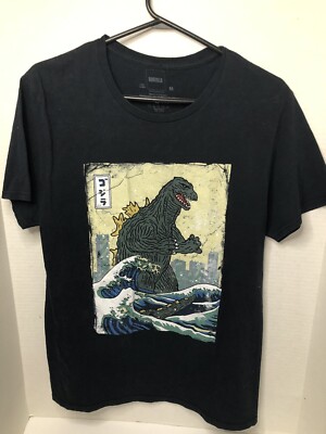 Authentic Godzilla T Shirt Size Medium. Giant Monster Kaiju Emerging From Ocean-image
